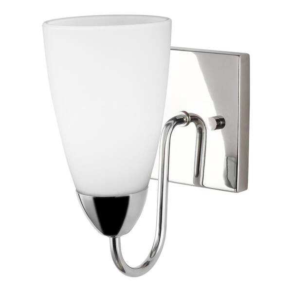 Generation Lighting - Seville 4.75 in. 1-Light Chrome Transitional Modern Wall Bathroom Vanity Light with White Etched Glass Shade