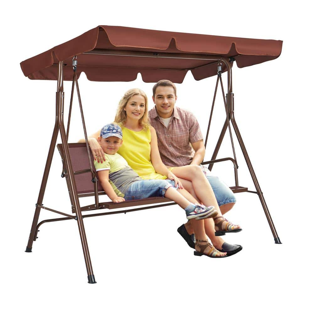 VEVOR 3-Seat Patio Swing Chair Outdoor Patio Swing with Adjustable Canopy Porch Swing