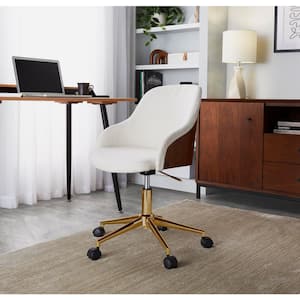 LumiSource Bacci Faux Leather Adjustable Office Chair in Cream