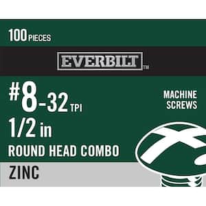 #8-32 x 1/2 in. Zinc Plated Combo Round Head Machine Screw (100-Pack)