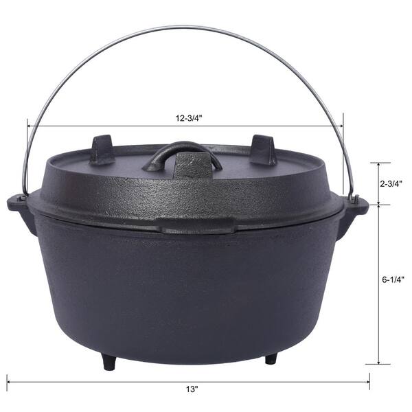 Wildaven 8 qt. Round Pre-Seasoned Cast Iron Dutch Oven in