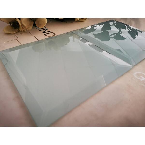 Frosted Elegance Glossy Green Blue Beveled Square 8 in. x 8 in. Glass Wall Tile (2.66 sq. ft./Case)