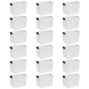 30 Qt. Ultra Latch Storage Box with White Lid and Clear Base (18-Pack)