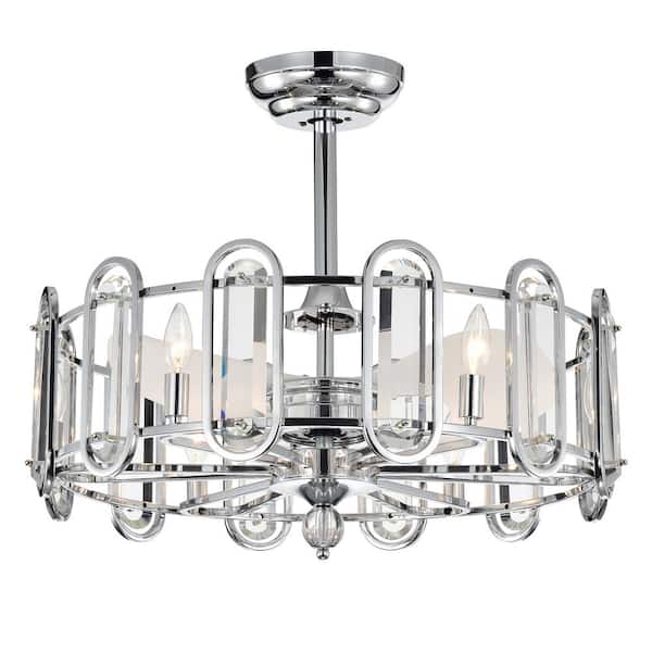 HKMGT 26 in. Indoor Chrome Ceiling Fan with Remote Included