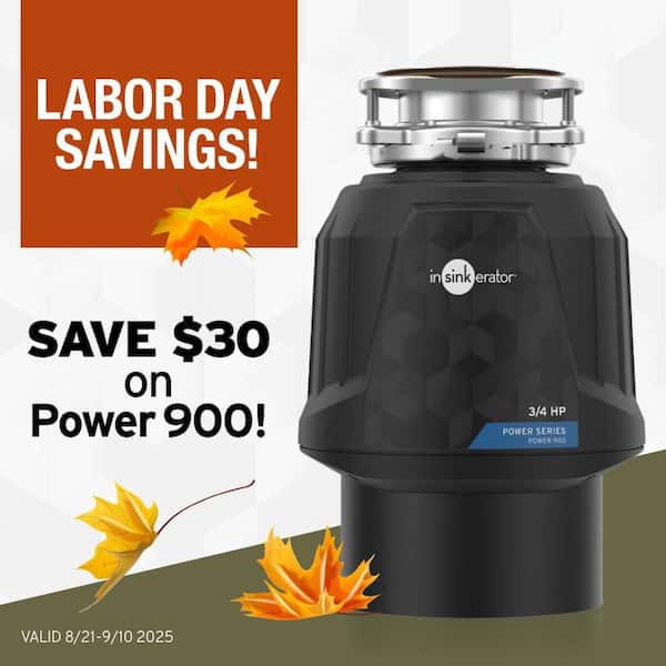 Power 900, 3/4 HP Garbage Disposal, Continuous Feed Food Waste Disposer with EZ Connect Power Cord Kit