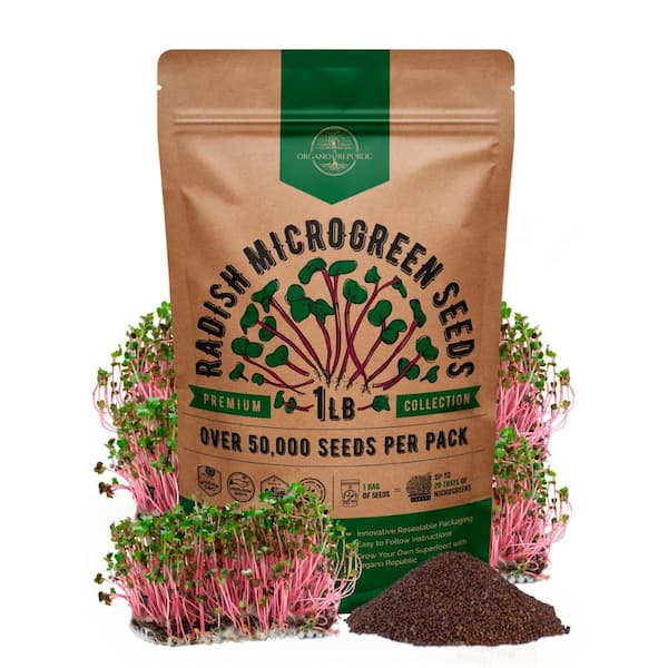 Radish Sprouting & Microgreens Seeds - Non GMO Heirloom Seeds, Sprouts in Bulk 1lb Resealable Bag