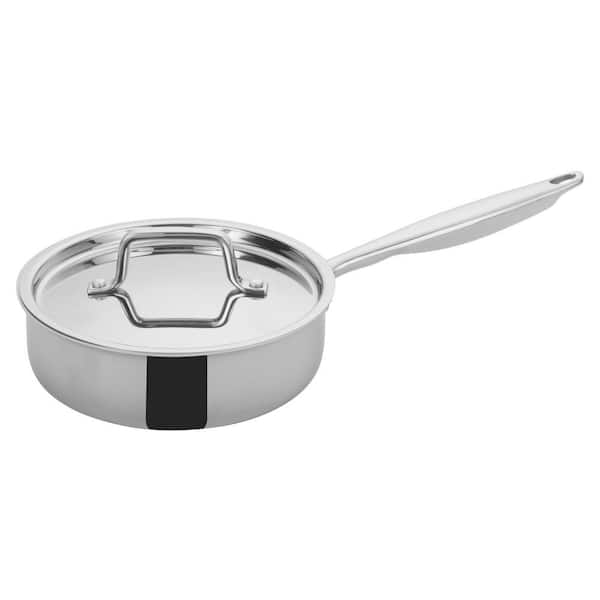 Winco 2 qt. Triply Stainless Steel Saute Pan with Cover
