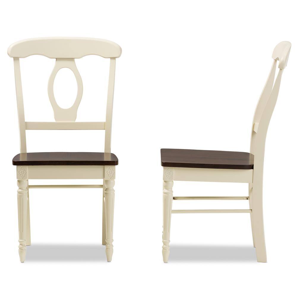Buttermilk & Cherry Brown Wood Leather Parsons Dining Chair