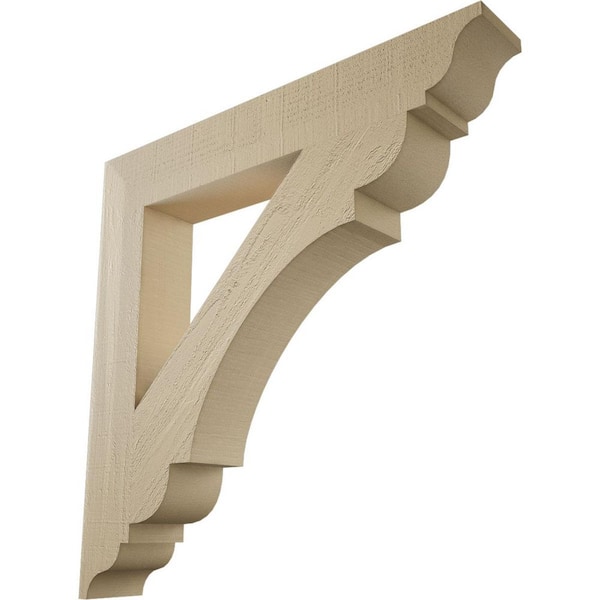 Ekena Millwork 5.5 in. x 36 in. x 36 in. Olympic Traditional Rough Cedar Woodgrain Timberthane Polyurethane Bracket, Primed Tan
