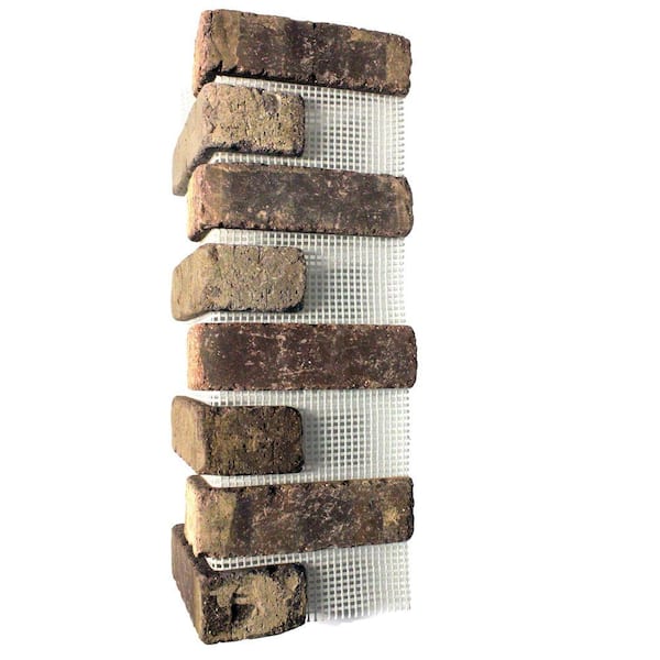 Old Mill Brick Brickwebb Cafe Mocha Thin Brick Sheets - Corners (Box of 3 Sheets) 21 in x 15 in (5.3 linear ft.)
