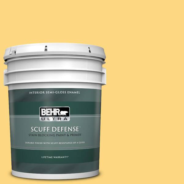 BEHR ULTRA 5 gal. #350B-6 Wildflower Honey Extra Durable Semi-Gloss Enamel Interior Paint & Primer