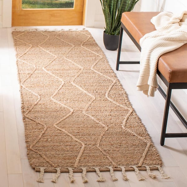 Natural Fiber 2 ft. x 12 ft. Natural Geometric Runner Rug