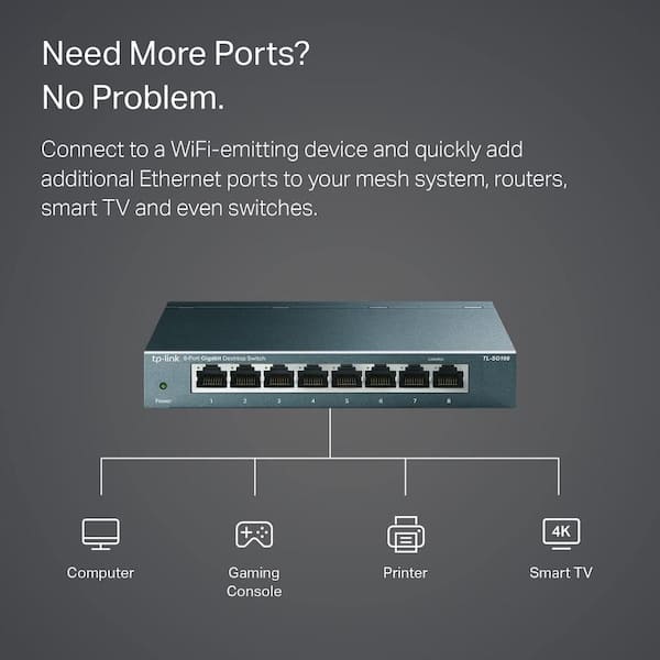 Etokfoks 8 Port Unmanaged Ethernet Network Switch Ethernet
