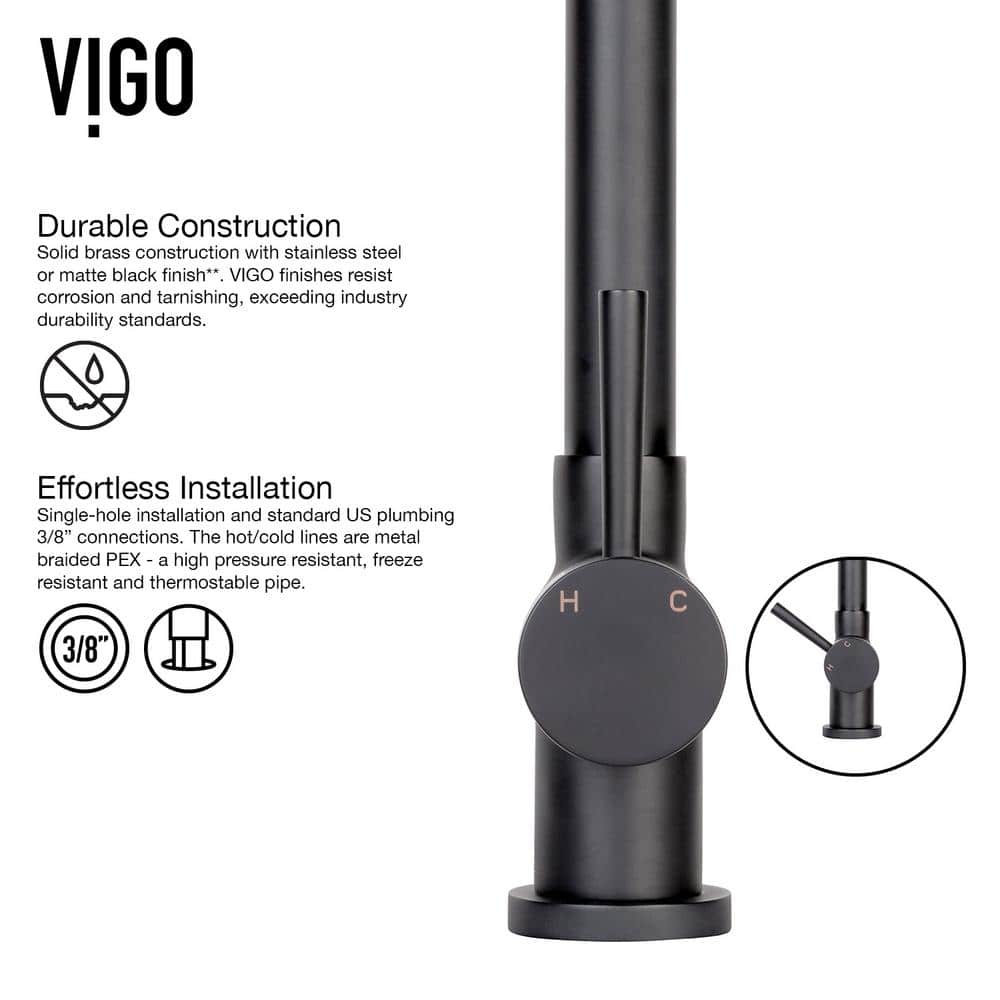 Matte Black 17" Pull-Down Kitchen Faucet with Soap Dispenser