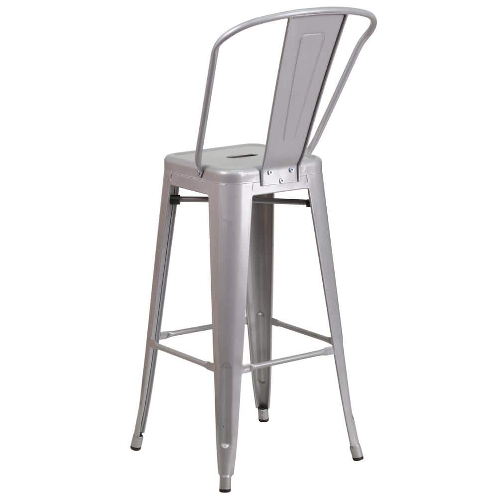 Silver Metal 30" High Backless Industrial Bar Stool