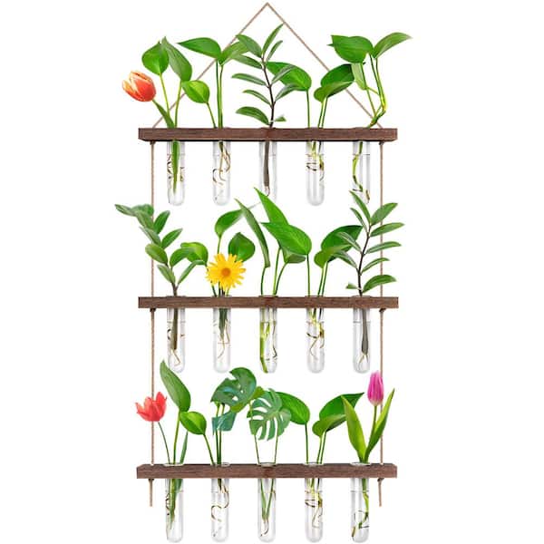EVEAGE 39in. x 14in. White Glass Wall Hanging Planter 3 Tiered Propagation  Test Tube BGBLHP-WT-730 - The Home Depot