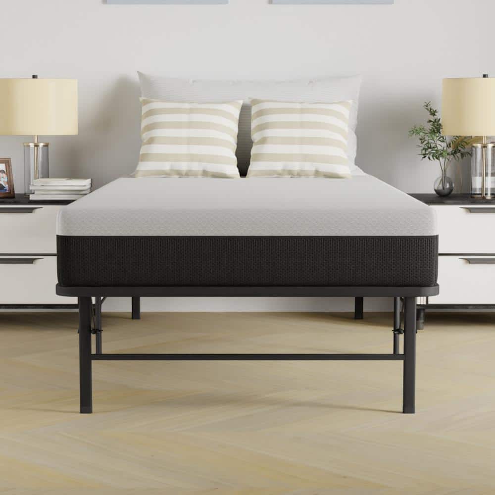 Zephyra Black Metal Twin Platform Bed Frame with Underbed Storage
