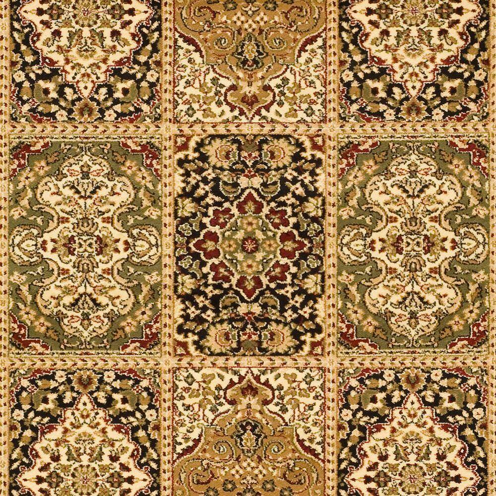 Lyndhurst Ivory and Green Floral Synthetic Runner Rug