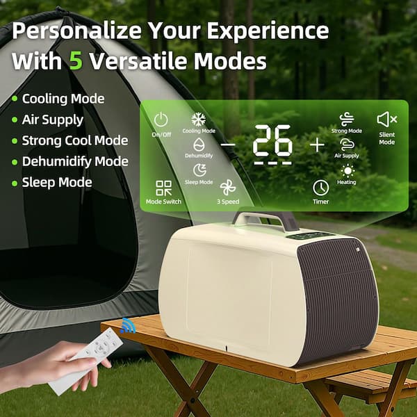 5500 BTU Portable Air Conditioner with Remote, 175 sq. ft. with Dehumidifier in White, 2-Exhaust Pipes, Drain Free