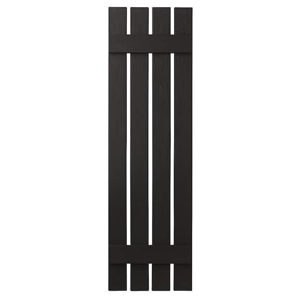 Ply Gem 16 in. x 51 in. Polypropylene Plastic 4-Board Open Board and Batten Shutters Pair in Peppercorn