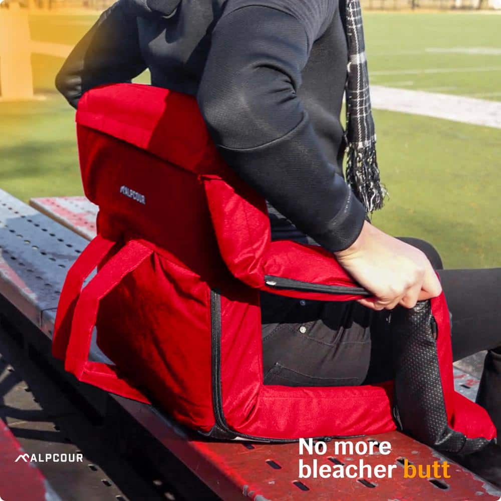 Alpcour Extra-Wide Red Polyester Reclining Stadium Seat with Armrests
