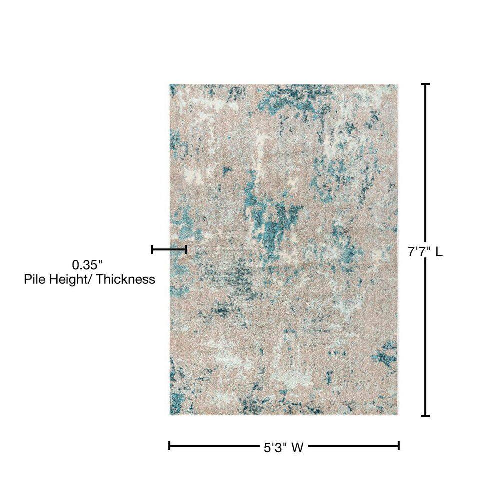 Contemporary Blue and Gray Abstract 5x8 Area Rug