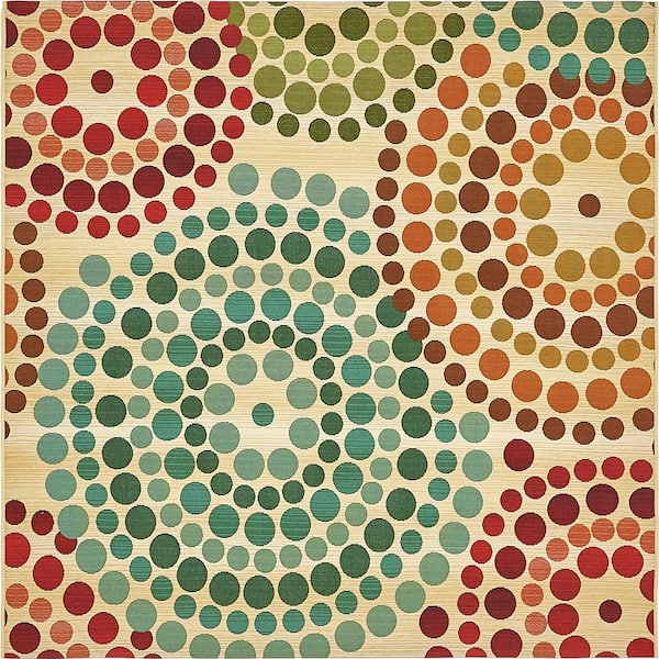 Unique Loom Outdoor Spark Beige 6' 0 x 6' 0 Square Rug