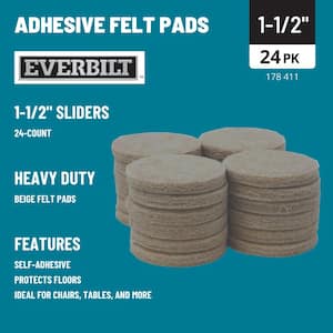 1-1/2 in. Beige Heavy Duty Self-Adhesive Round Felt Furniture Pads (24-Pack)