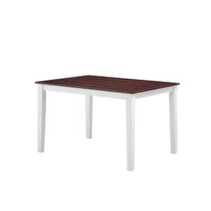 Green Leigh 48 in. Rectangle White and Walnut Wood Top with Wooden Frame (Seats 4)