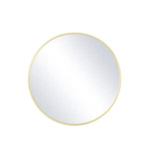 18 in. W. x 18 in. H Round Gold Aluminum Alloy Framed Wall Mirror