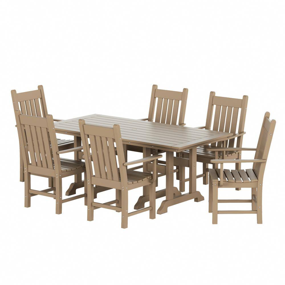 Laguna Weathered Wood Patio Dining Armchair with Contoured Comfort