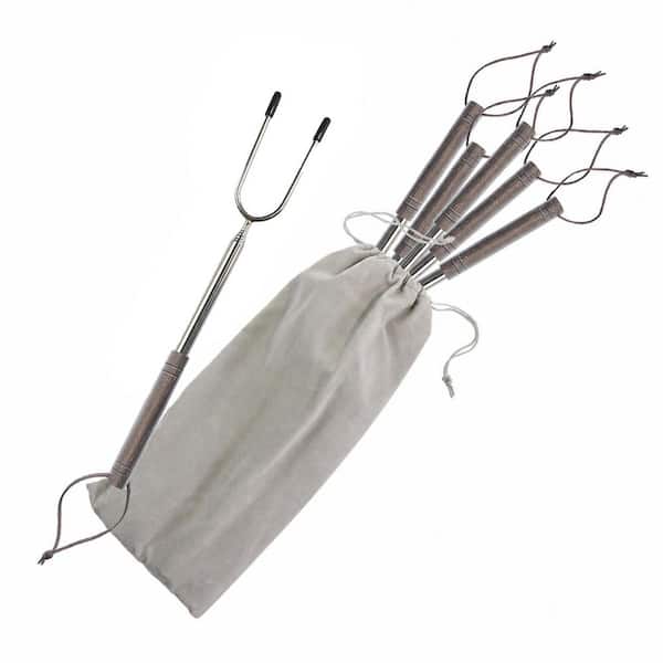 Telescoping 304 Stainless Steel Marshmallow Roasting Sticks with Anti-Slip Handle Safe for Kids Easy Clean