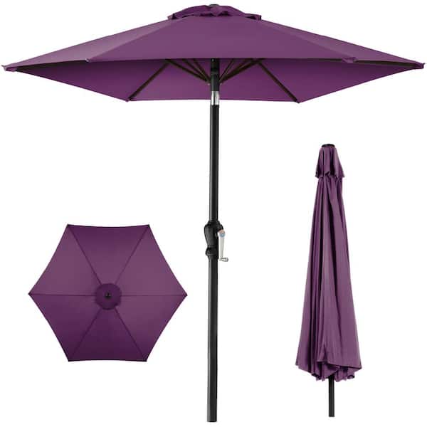 Best Choice Products Amethyst Purple 10 ft. Steel Market Patio Umbrella with Crank and Tilt
