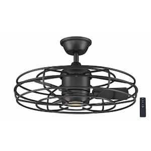 Heritage Point 25 in. Integrated LED Indoor/Covered Outdoor Matte Black Ceiling Fan with Light and Remote Control