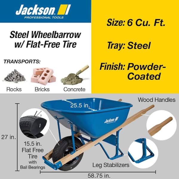 6 cu. ft. Heavy Gauge Seamless Steel Wheelbarrow with Hardwood Handles