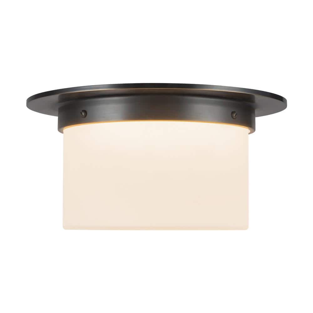 Mineral 11-in (6-in Height) Urban Bronze Cylinder Flush Mount with Opal Glass price history on PriceWatchPro
