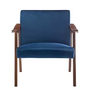 Gopal 27.2 in. Wide Dark Blue Velvet Accent Chair (Set of 1)