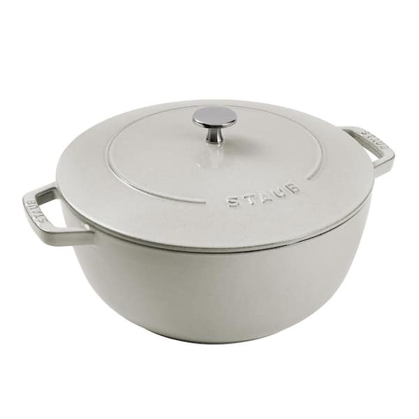 Cast Iron Essential French Oven, Dutch Oven, 5 qt. Serves 5-6, Made in France - White Truffle