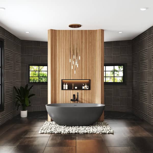 65 in. x 30 in. Soaking Bathtub in Matte Grey