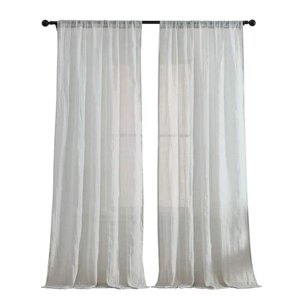 Charter Light Gray Polyester Solid 50 in. W x 108 in. L Easy Care Rod Pocket Indoor Sheer Curtain (Set of 2 Panels)