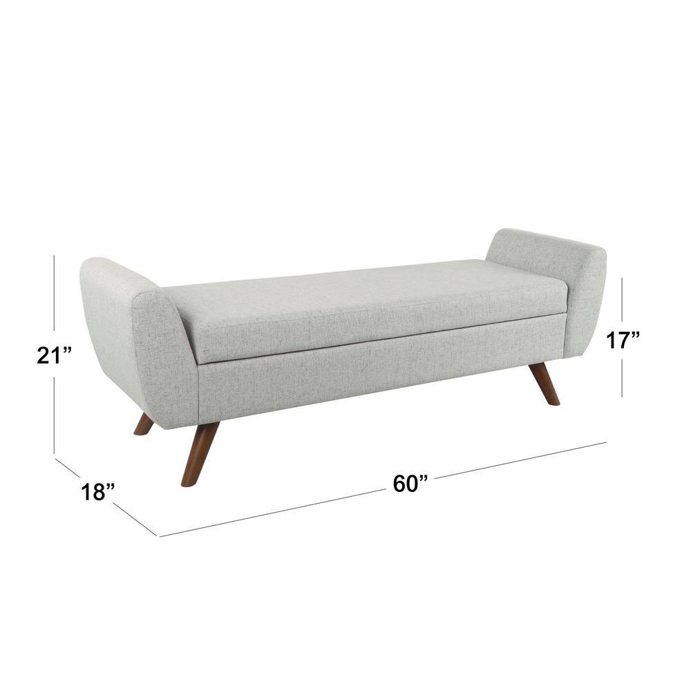 Walnut Finish Modern Gray Woven Storage Bench - 62"
