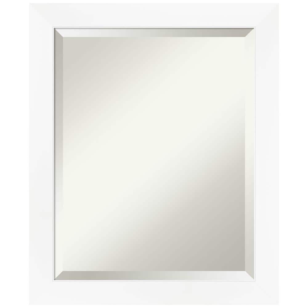 Contemporary White Flat-Framed 19x23 Bathroom Wall Mirror