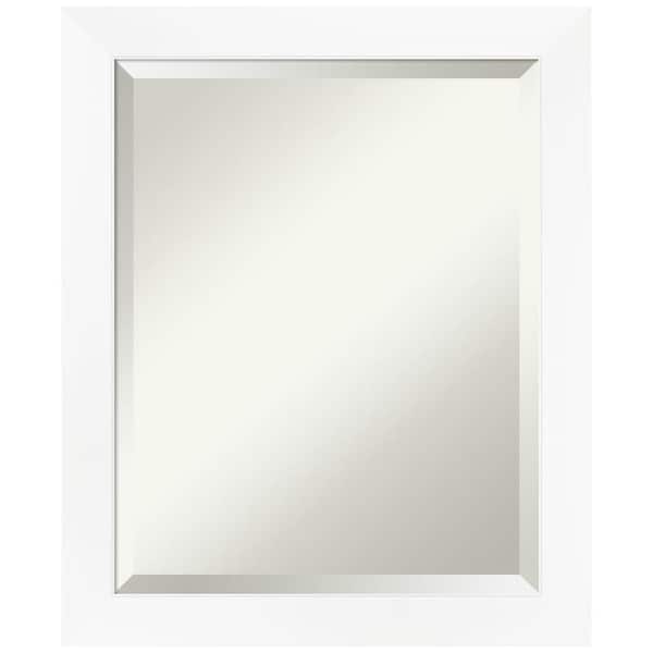 Amanti Art Medium Rectangle Matte White Beveled Glass Modern Mirror (23.25 in. H x 19.25 in. W)