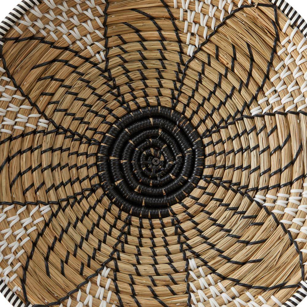 Handmade Brown and White Seagrass Embroidered Wall Sculpture Set
