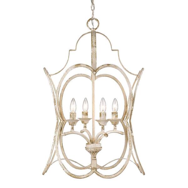 Golden Lighting Sabrina Collection 4-Light Antique Ivory Pendant