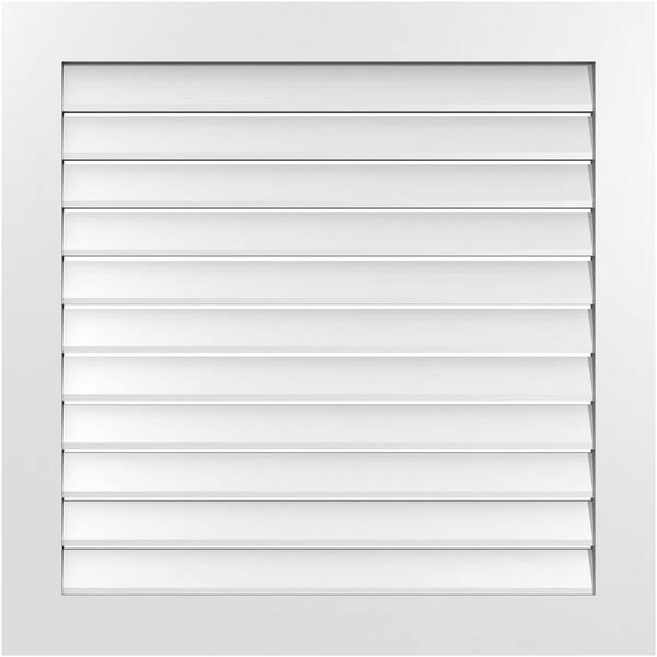 Ekena Millwork 38" x 38" Vertical Surface Mount PVC Gable Vent: Functional with Standard Frame