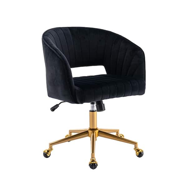 black velvet office chair with arms