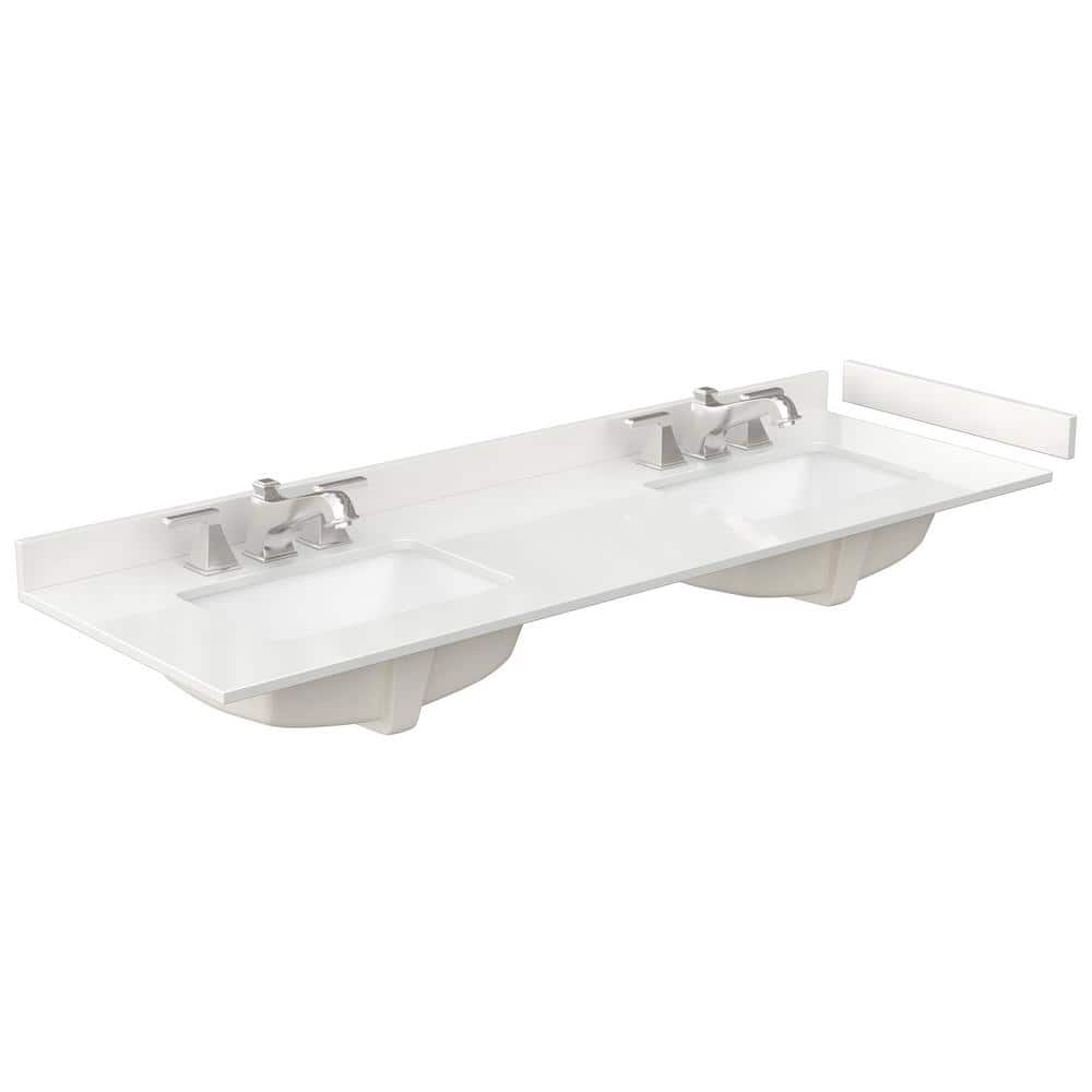 66 in. W x 22 in. D Quartz White Rectangular Double Sink Bathroom Vanity Top in White price history on PriceWatchPro