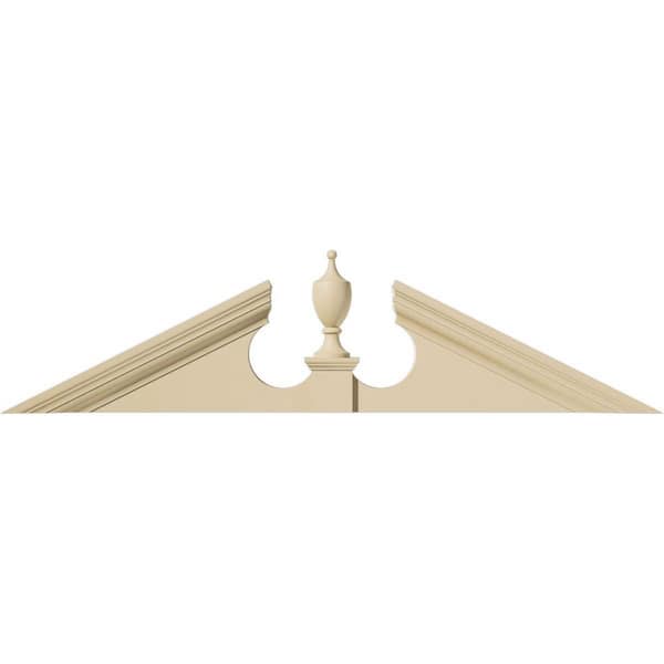 Ekena Millwork 48-in. W x 12-in. H x 2-3/4-in. P Pitch 6/12 Acorn Signature Urethane Pediment Acorn Ships Unattached in Box Primed Ta