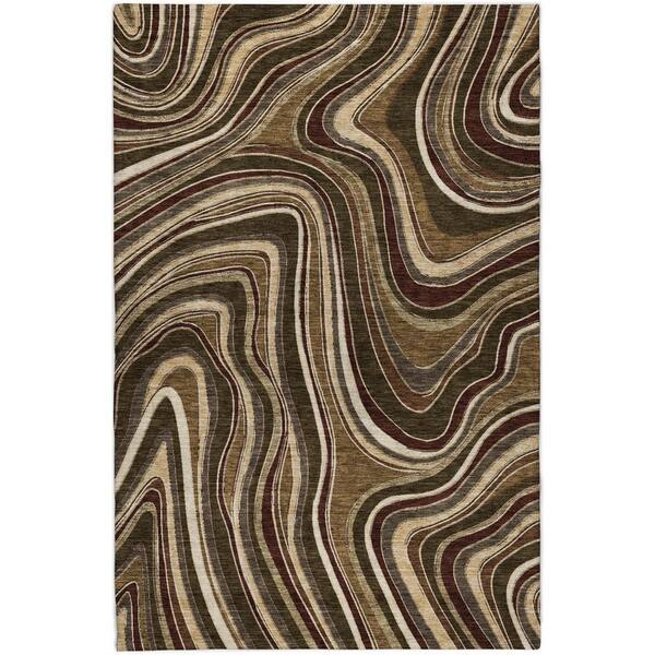 Dream Shag Premium Machine Washable Abstract ADS756 Fudge 10 ft. x 14 ft. Area Rug